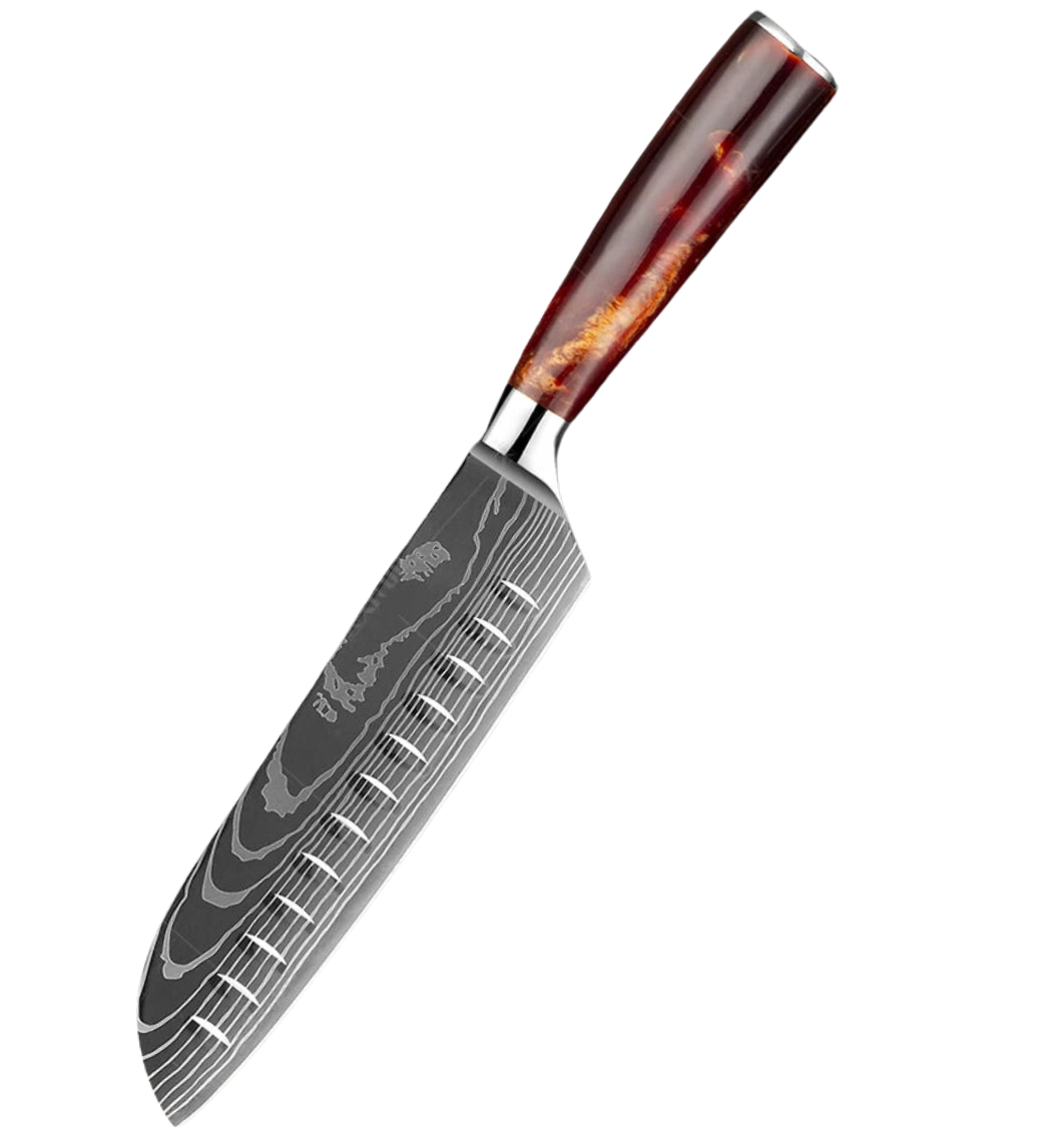 Couteau Santoku Japonais - Collection Hattori - Marron Ambré