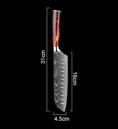 Couteau Santoku Japonais - Collection Hattori - Marron Ambré