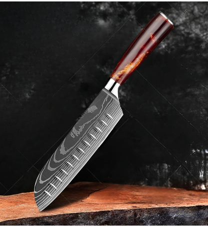 Couteau Santoku Japonais - Collection Hattori - Marron Ambré